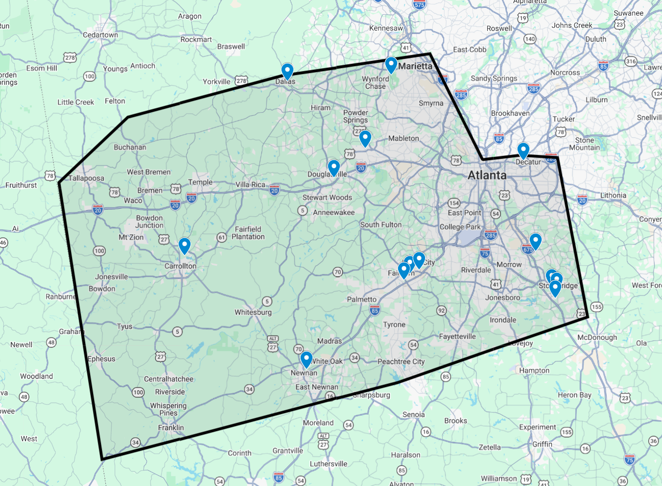 3 Women With A Broom Service Area Map